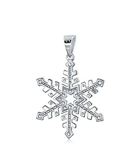Bling Jewelry Christmas Holiday Party Branch Micro Pave Cubic Zirconia Cz Star Snowflake Pendant Necklace Sterling Silver