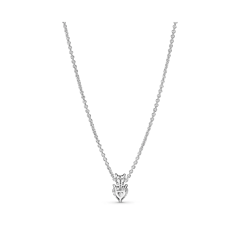 Pandora Timeless Sterling Silver Double Heart Pendant Sparkling Cubic Zirconia Collier Necklace