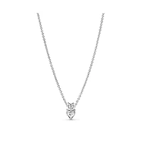 Pandora Timeless Sterling Silver Double Heart Pendant Sparkling Cubic Zirconia Collier Necklace