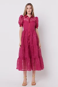 English Factory Women's Gridded Organza Tiered Maxi Dress