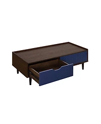 Manhattan Comfort Duane 2-Piece Ribbed End Table and Coffee Table Set