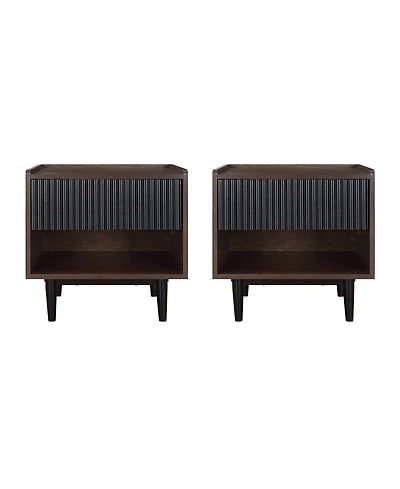 Manhattan Comfort Duane 2-Piece Ribbed 1-Drawer Nightstand Set