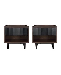 Manhattan Comfort Duane 2-Piece Ribbed 1-Drawer Nightstand Set