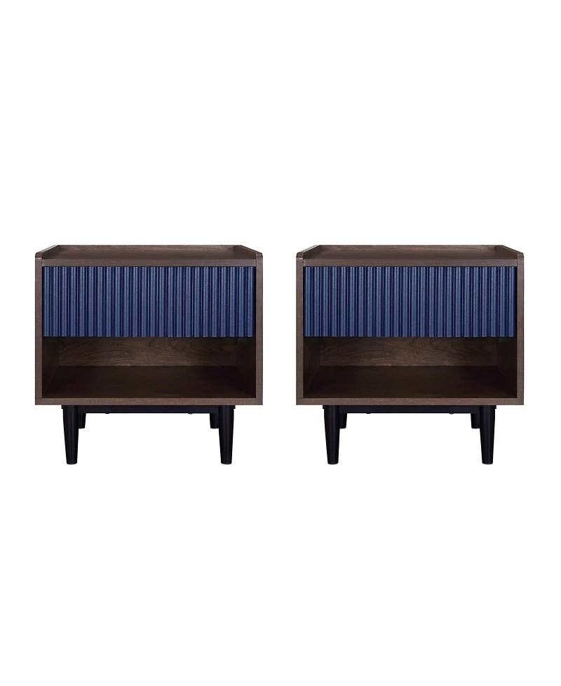 Manhattan Comfort Duane 2-Piece Ribbed 1-Drawer Nightstand Set