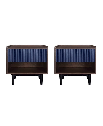 Manhattan Comfort Duane 2-Piece Ribbed 1-Drawer Nightstand Set