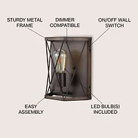 Jonathan Y Liam Rustic Farmhouse Iron Led Sconce
