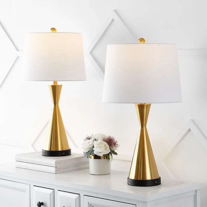 Jonathan Y Colton Classic French Country Iron Led Table Lamp with Usb Charging Port (Set of 2)