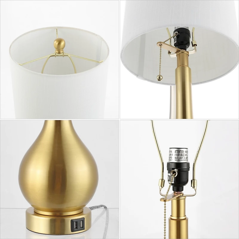 Tyler Modern Classic Gourd Iron Led Table Lamp with Dual Usb Charging Port (Set of 2)