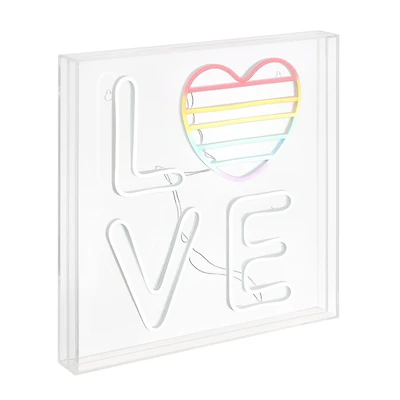 Jonathan Y Love Square Contemporary Glam Acrylic Box Usb Operated Led Neon Light