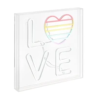 Jonathan Y Love Square Contemporary Glam Acrylic Box Usb Operated Led Neon Light