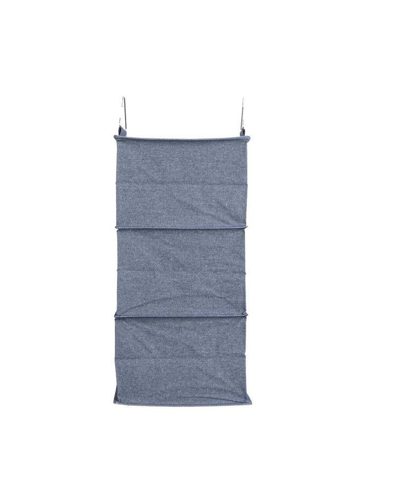 Household Essentials Hanging Cotton Blend Closet Organizer with 3 Storage Shelves, Denim