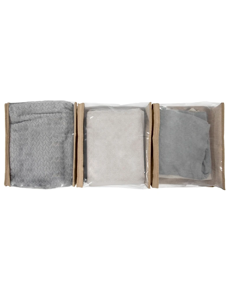Household Essentials Under Bed Zippered Sweater Storage Bags with Clear Vision Panel, Set of 3