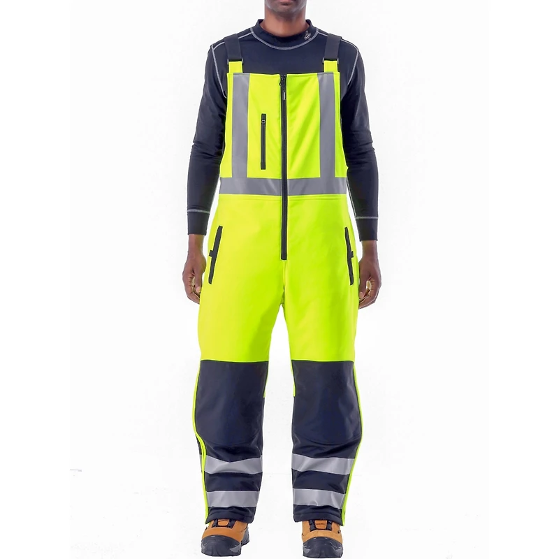 RefrigiWear Men's Hi Vis Insulated Softshell High-Bib Overalls, -20°F (-29°C)