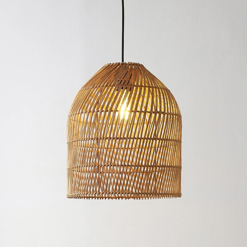 Koda Farmhouse Coastal Bohemian Rattan Led Pendant
