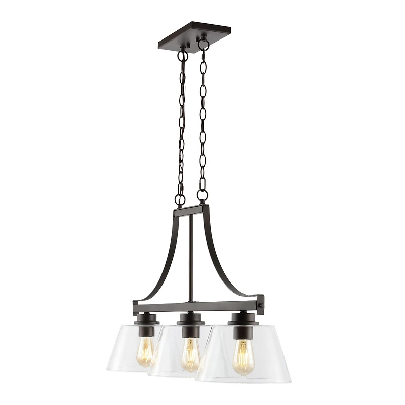 Jayden Industrial Farmhouse Iron/Glass Linear Led Pendant