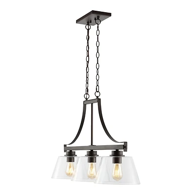 Jayden Industrial Farmhouse Iron/Glass Linear Led Pendant