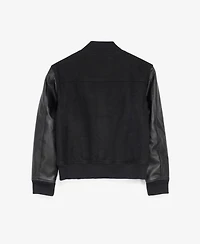 Xray Boy's Wool Varsity Bomber Jacket With Grainy Pu Sleeves