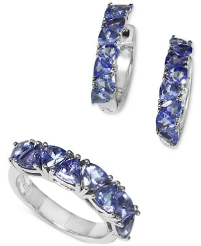 Effy Tanzanite Trillion Ring Hoop Earrings Collection In Sterling Silver