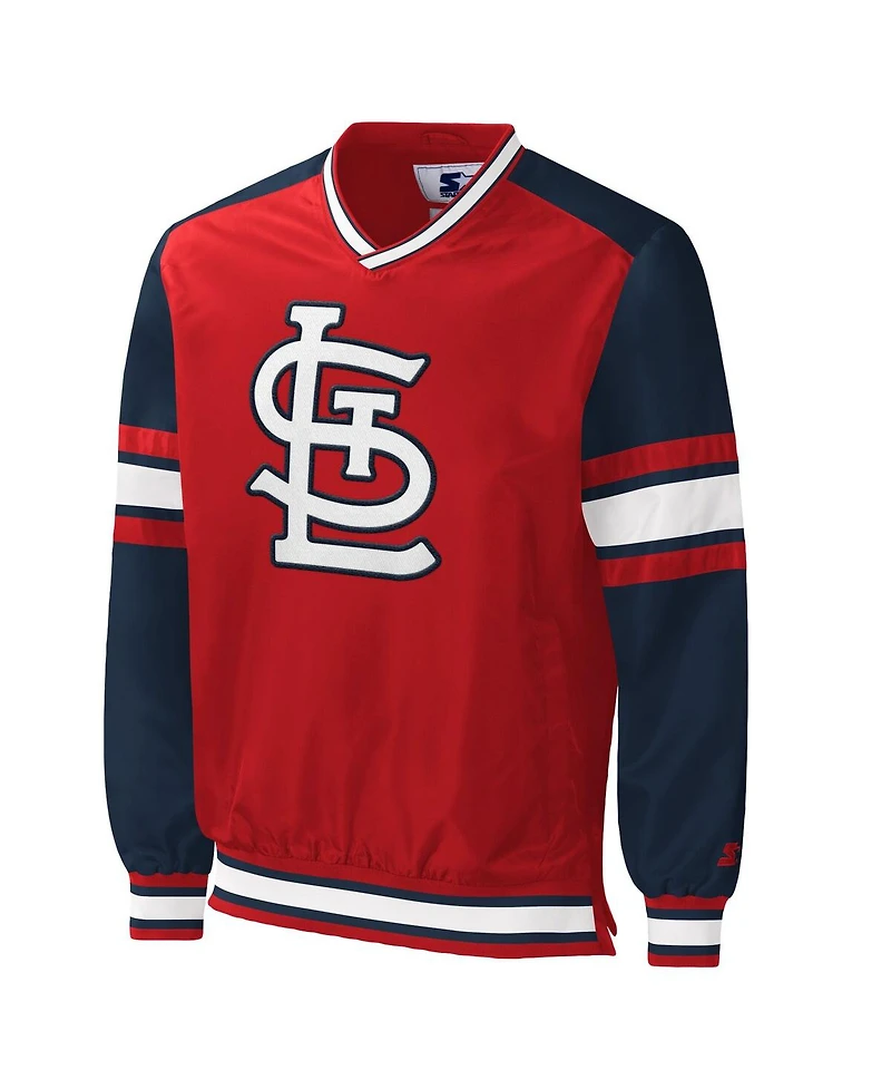 Men's Starter Red St. Louis Cardinals Yardline V-Neck Pullover Windbreaker