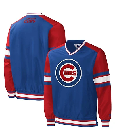 Men's Starter Royal Chicago Cubs Yardline V-Neck Pullover Windbreaker