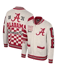 Men's and Women's The Wild Collective Cream Alabama Crimson Tide Jacquard Full-Zip Sweater