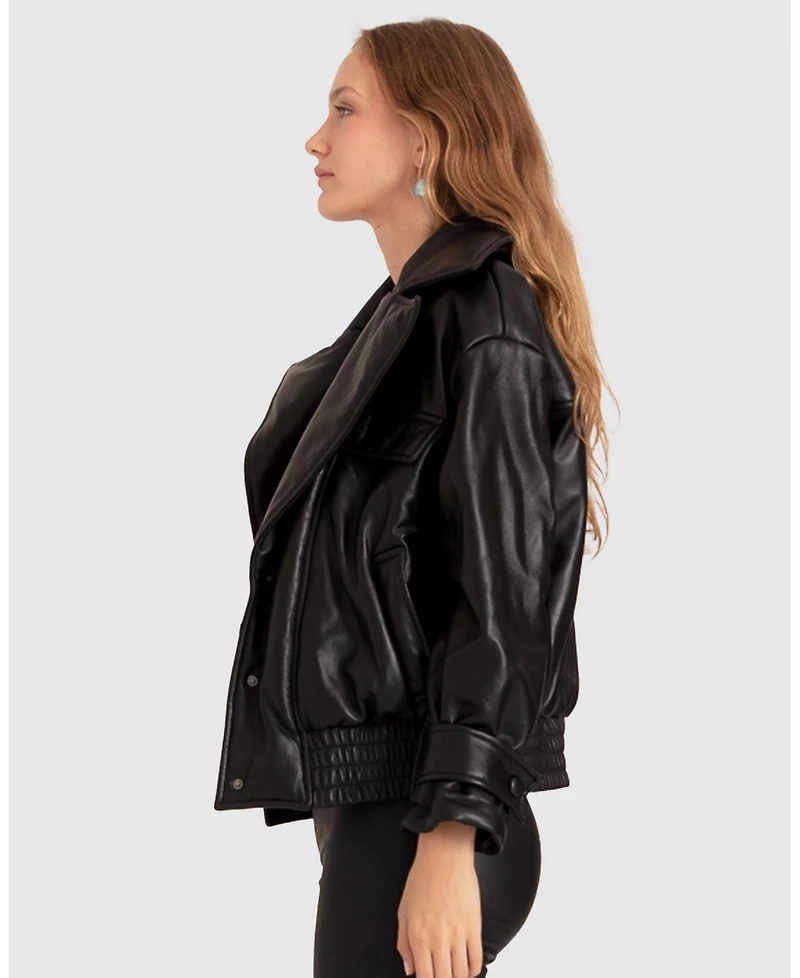 Belle & Bloom Women's Love Drunk Leather Bomber