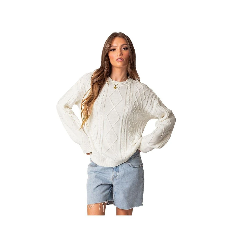 Edikted Women's Jessy cable knit oversized sweater
