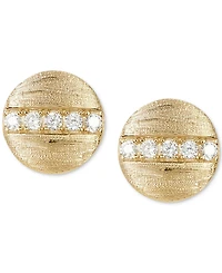 Adornia 14k Gold-Plated Pave Line Round Disc Stud Earrings