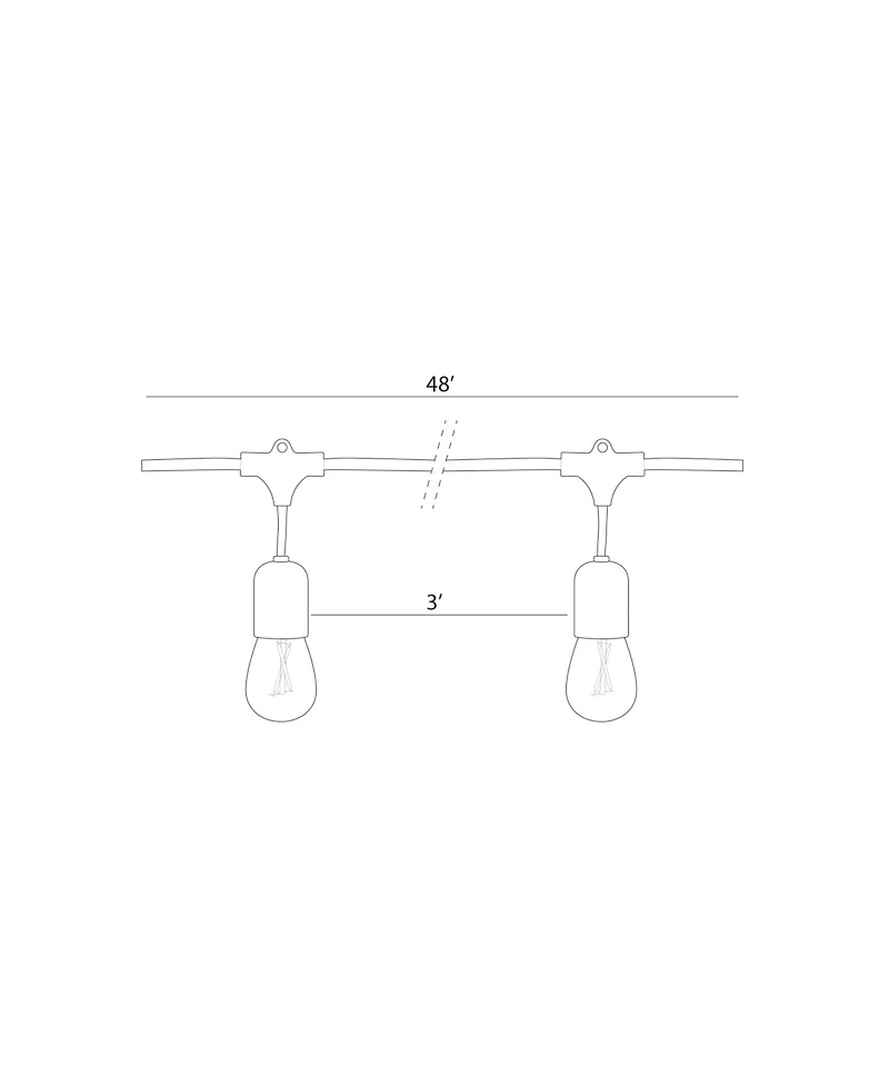 Glow 48ft Heavy Duty Weatherproof Led Outdoor Plug-In String Lights with Brass Hardware
