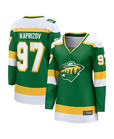 Women's Fanatics Kirill Kaprizov Green Minnesota Wild 2023/24 Alternate Premier Breakaway Player Jersey
