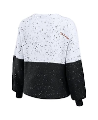 Women's Wear by Erin Andrews White, Black San Francisco Giants Color Block Script Pullover Sweater