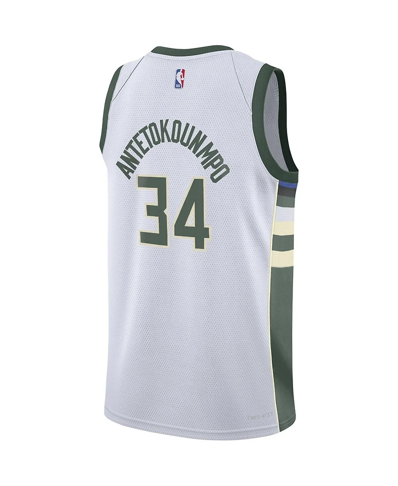 Big Boys Nike Giannis Antetokounmpo White Milwaukee Bucks Swingman Jersey - Association Edition