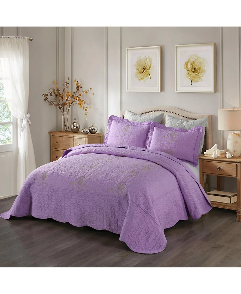 MarCielo 3 Piece Lightweight Bedspread Quilt Set Lapaz King