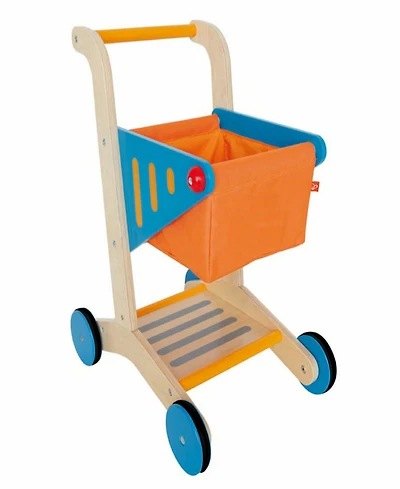 Hape Wooden Orange Blue Shopping Cart