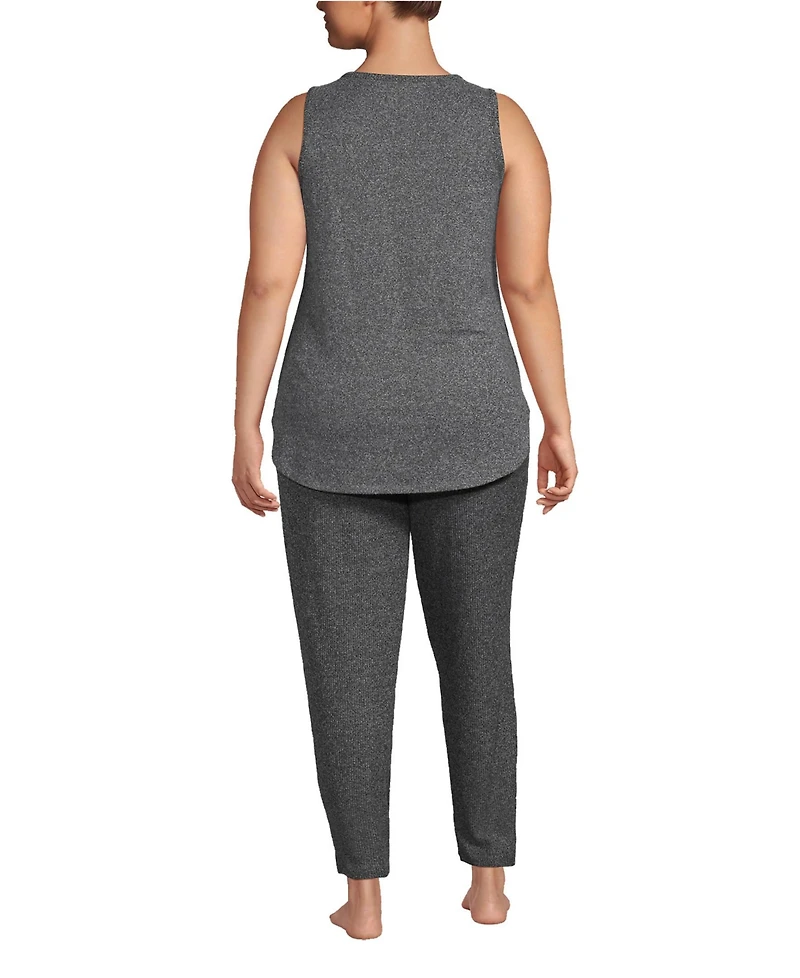 Lands' End Women's Plus Cozy 3 Piece Pajama Set - Robe Top and Pants