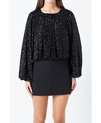 endless rose Women's Sequins Blouson Top