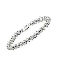 Armani Exchange Men's Silver-Tone Brass Beaded Bracelet