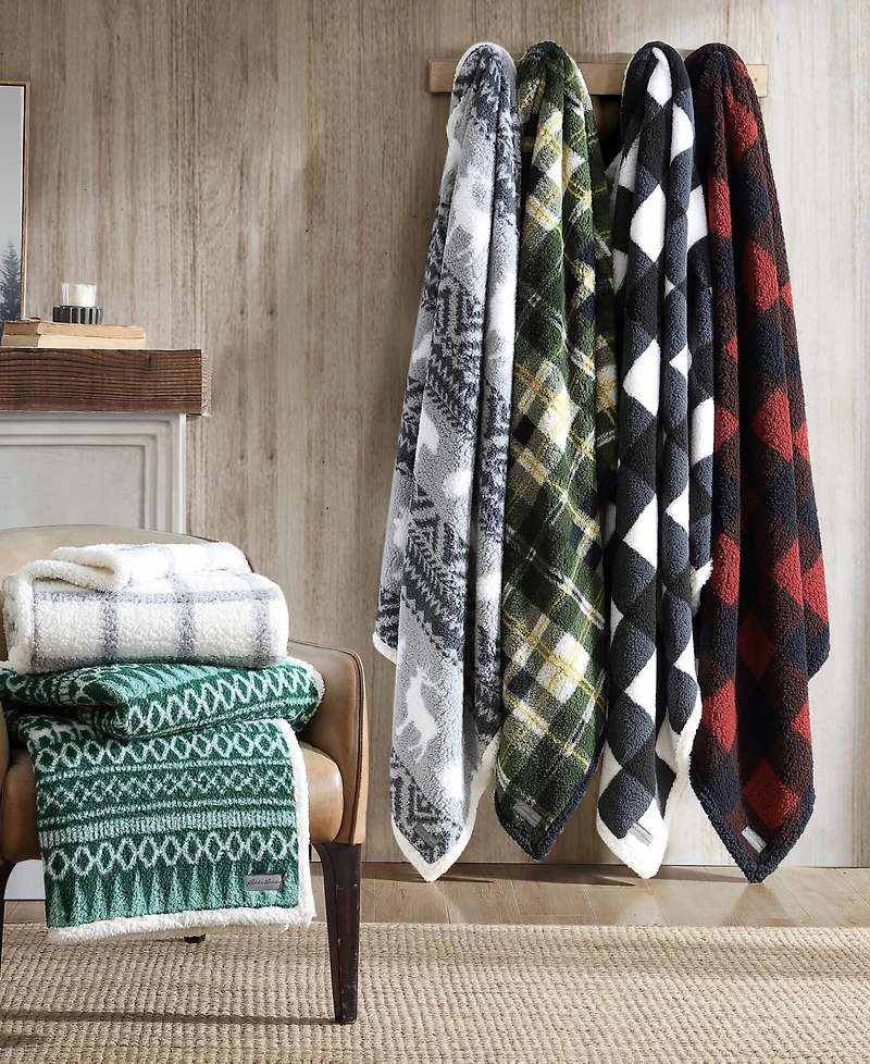 Eddie Bauer Faux Shearling Reversible Throw
