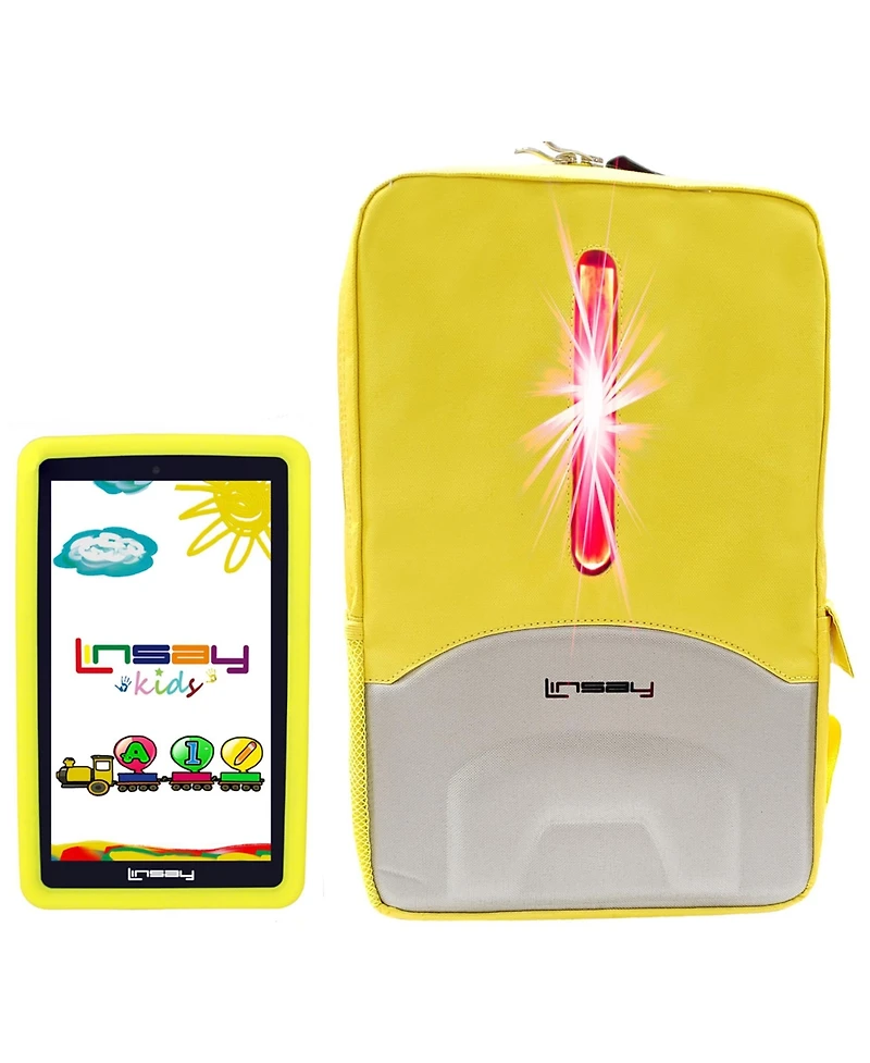 Linsay New 7" New Wi-Fi Kids Tablet Funny Learning Newest Android 13 64GB Super Bundle with Defender Case and Led Back Pack