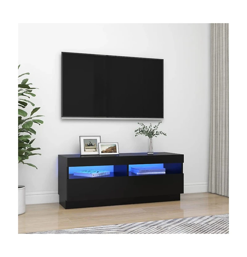 Tv Stand with Led Lights Black 39.4"x13.8"x15.7"