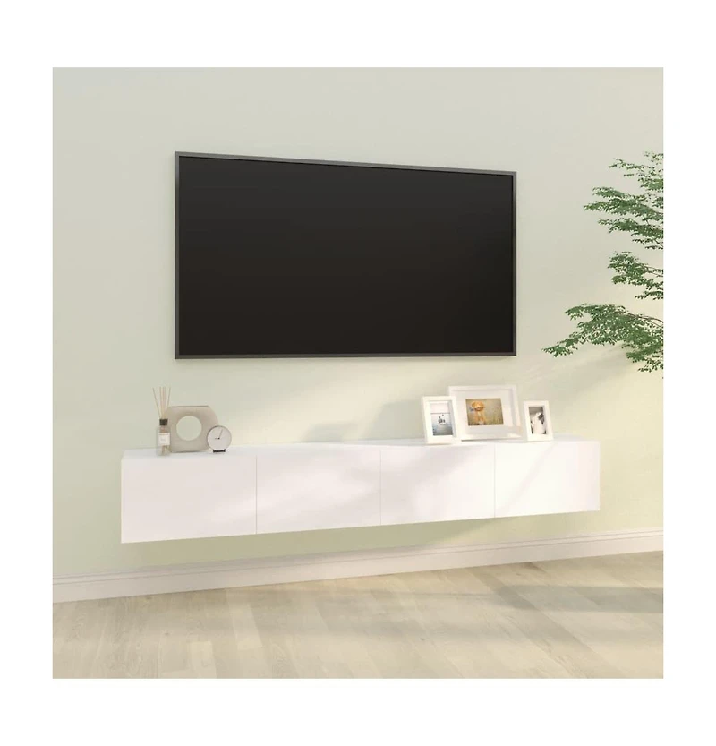 Wall Tv Stands 2 Pcs White 39.4"x11.8"x11.8" Engineered Wood