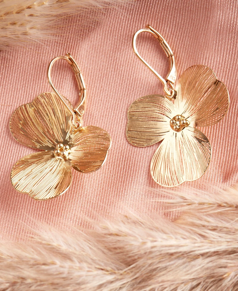 lonna & lilly Gold-Tone Open Flower Leverback Drop Earrings