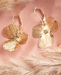lonna & lilly Gold-Tone Open Flower Leverback Drop Earrings