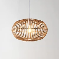 Jonathan Y Leo Farmhouse Coastal Rattan Led Pendant