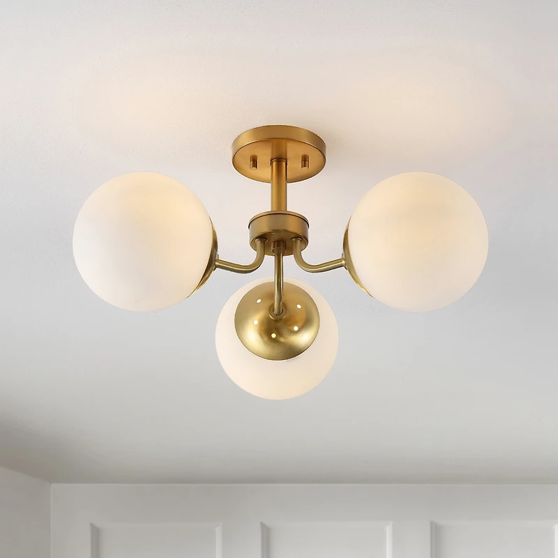 Jonathan Y Marcel Bistro Bohemian Farmhouse Ironfrosted Glass Led Semi Flush Mount