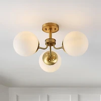 Jonathan Y Marcel Bistro Bohemian Farmhouse Ironfrosted Glass Led Semi Flush Mount
