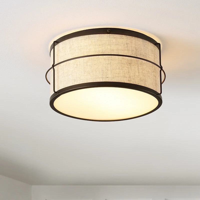 Evan Rustic Farmhouse Iron Led Flush Mount