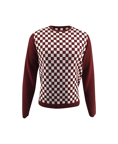 Bellemere New York Men's Checker Print Cashmere Merino Fantasy Sweater