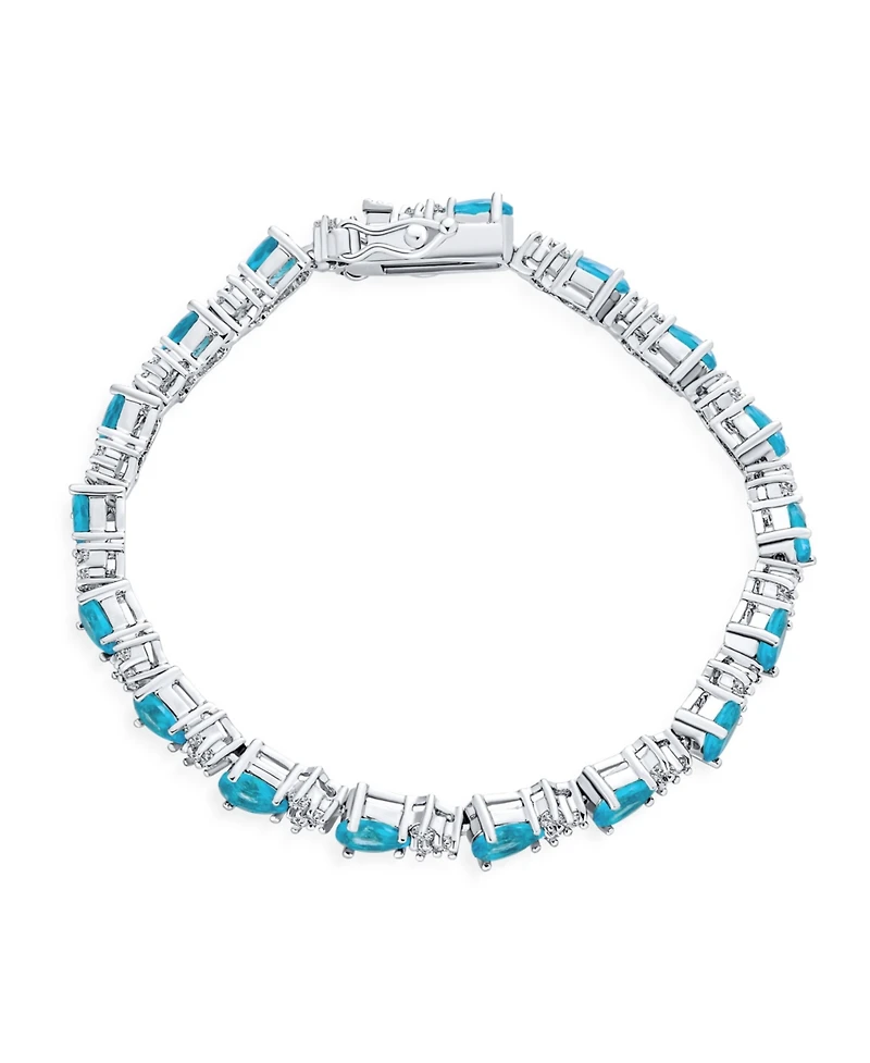 Bling Jewelry Jewelry Alternating Cubic Zirconia Pear Shape Cz 15 Ct Sea Blue Tennis Bracelet Teardrop 7 Inch