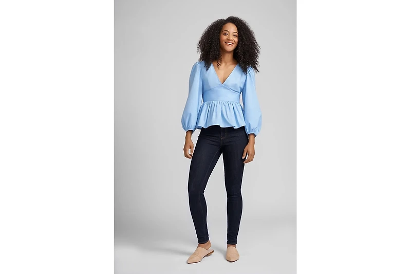 Olivia Balloon Sleeve Blouse-sky